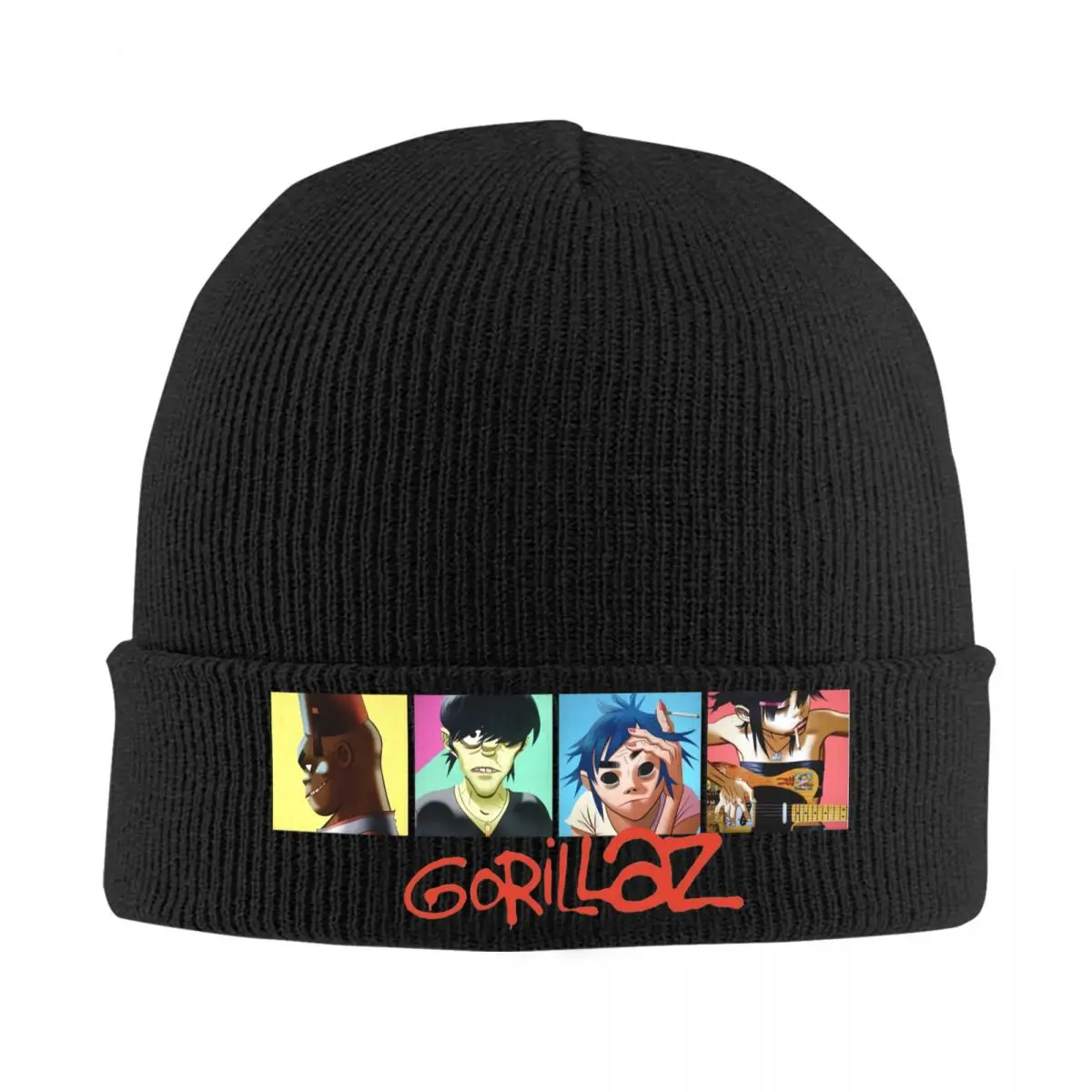 Gorillaz Rock Knitted Hat Women's Men's Beanie Autumn Winter Hat Acrylic Music Crochet Melon Cap