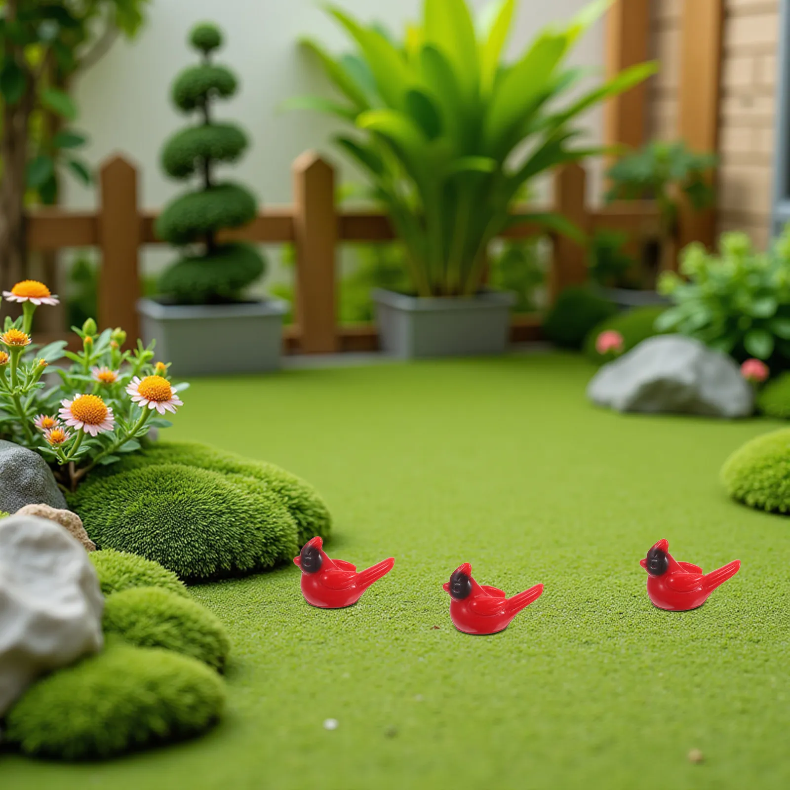 50 pcs Decoration Ornament Home Halloween Christmas New Year Cardinal Bird Ornament Fairy Garden Decoration Mini