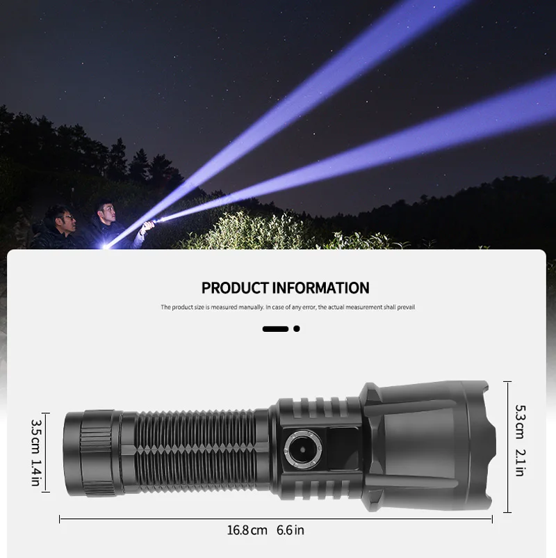 9900000000LM XHP360 Flashlight LED 500W White Spotlight Zoom Strong Light Long Shot Outdoors Metal SwitchHot OLED Power Display