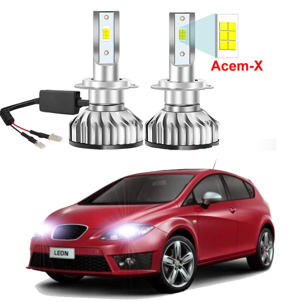 

Для Seat Leon MK2 1P 1P1 2005-2012 Светодиодная фара Супер яркая с чипами ACEM-X Дальний ближний свет Автомобильная светодиодная фара Canbus 2 шт.
