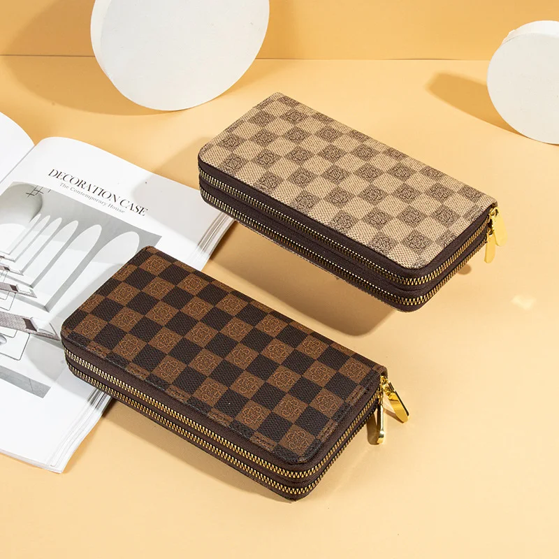Wallet female long large-capacity coin purse double zipper women's clutch bag multifunctional mobile phone bag coin purse bag fe