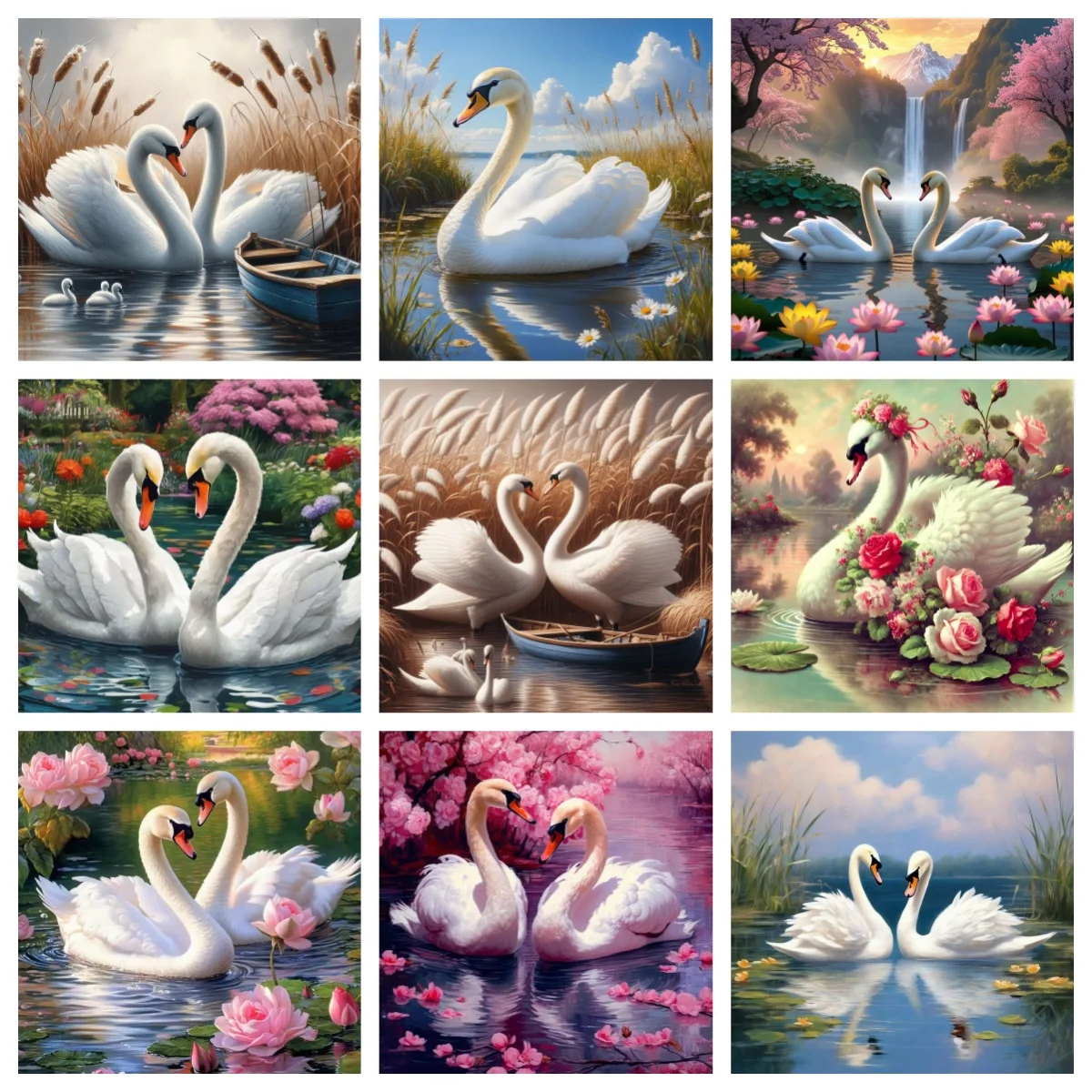 

Couple Swan 5D Diamond Art Painting Beautiful Love Mural DIY Diamond Embroidery Mosaic Home Decor Gift for Girls