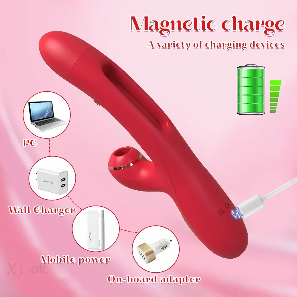 3 in 1 Sucking Tapping G Spot Vibrator Dildo Sex Toys for Women Adults Flapping Vibrators Vibration Clitoral Nipple Stimulation