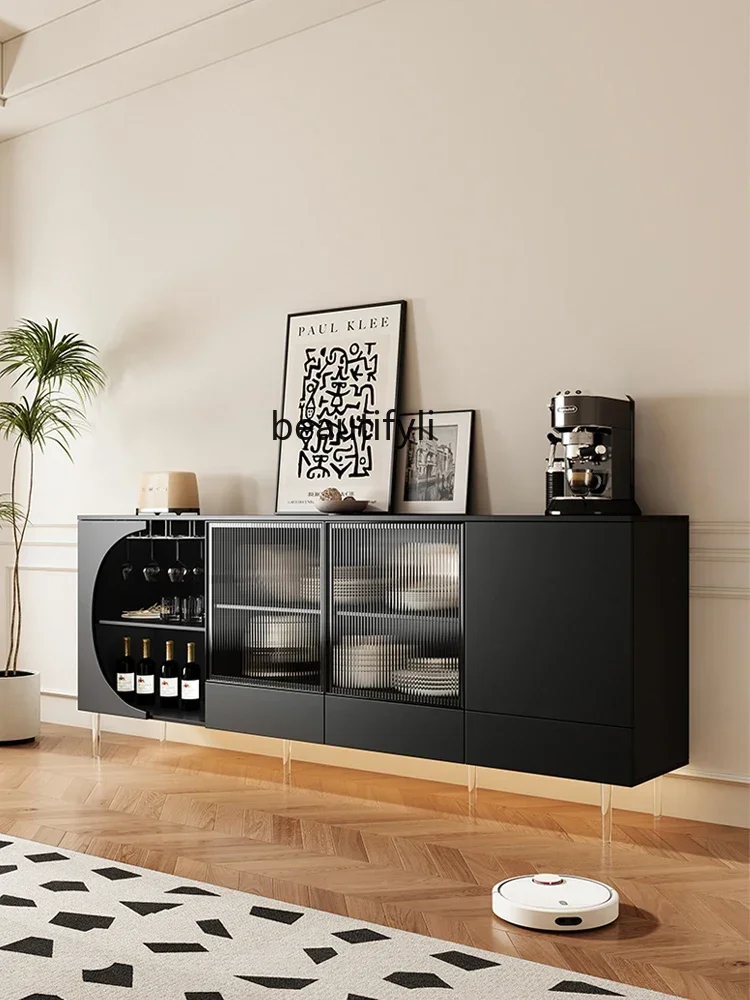 

Французский ретро-сервант, черный встроенный настенный шкаф для хранения вещей, современный минималистичный чайный шкаф, шкаф для хранения в гостиной