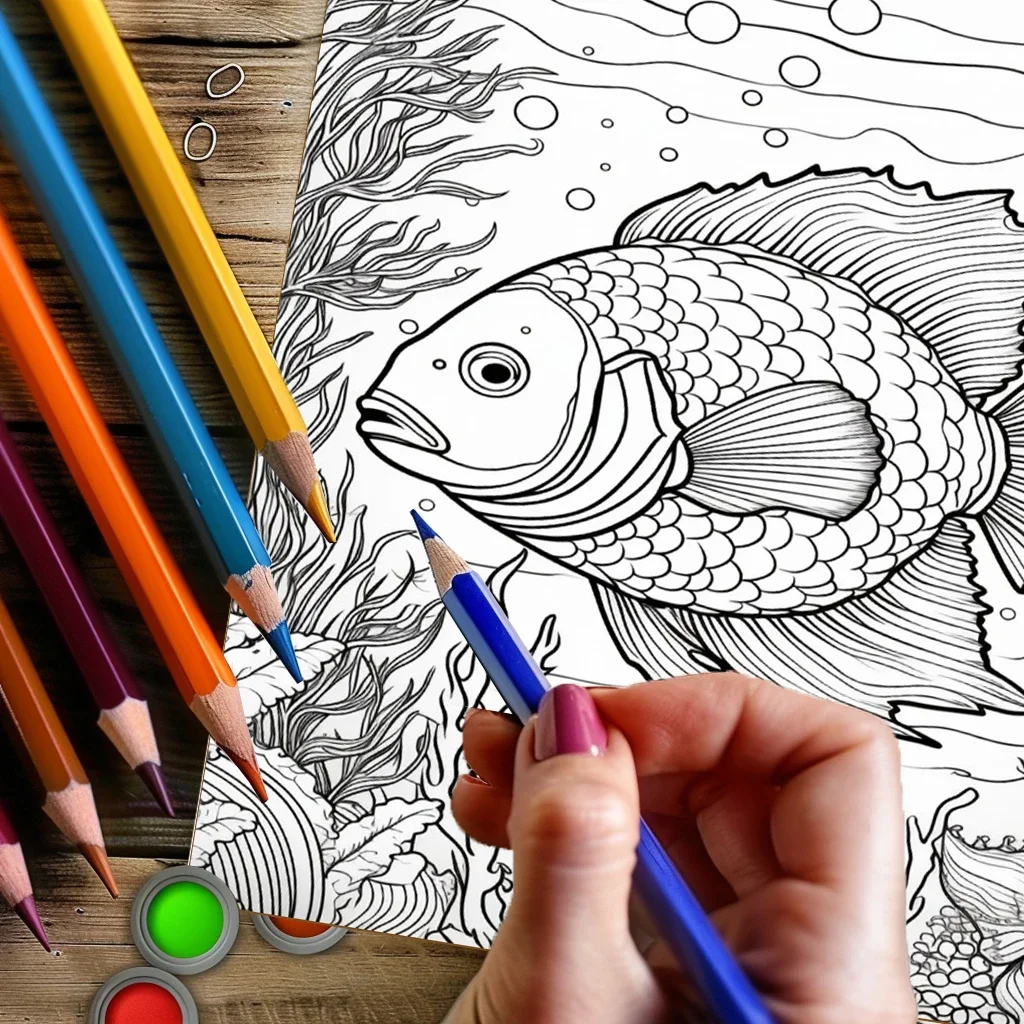 Summer Underwater Coloring Book for Adults, Cute Marine Drawing Book, Stress Relief, Birthday Gift & Back to School Art Supplies view 5