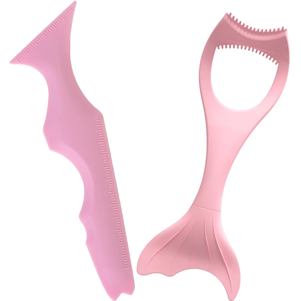 แม่แบบเขียนอายไลเนอร์ซิลิโคน 2 ชิ้น อุปกรณ์แต่งหน้าอเนกประสงค์ นุ่ม ยืดหยุ่น ใช้เป็นแม่แบบเขียนคิ้วและลิปสติก ใช้ซ้ำได้ ทำความสะอาดง่าย