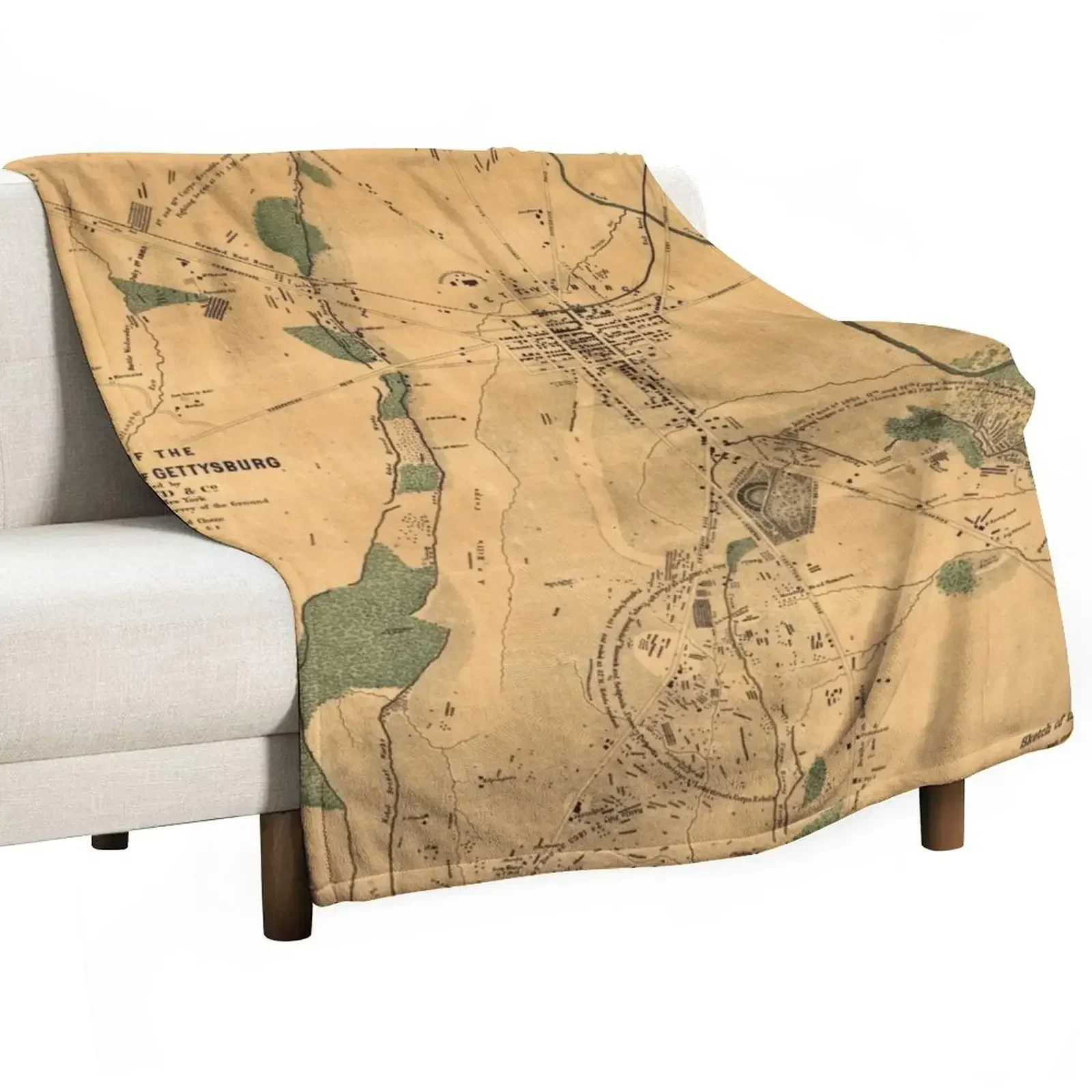 Vintage Battle of Gettysburg Map (1864) Throw Blanket Soft Plaid warm for winter Tourist Bed Blankets