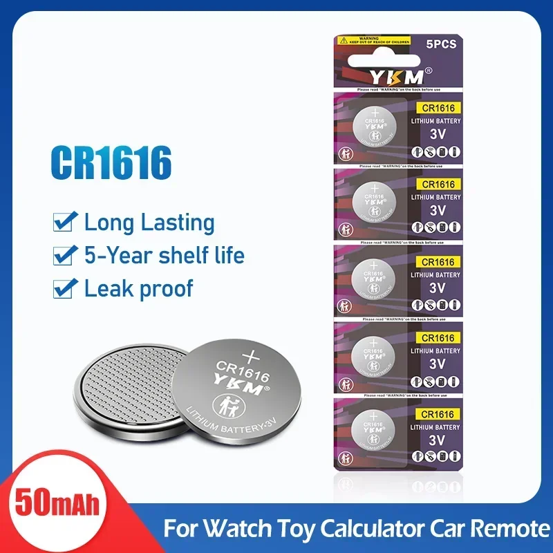 5-20PCS CR1616 3V Lithium Battery ECR1616 LM1616 CR 1616 Button Coin Cell for Car Remote Key Fob Watch Calculator Medical Device