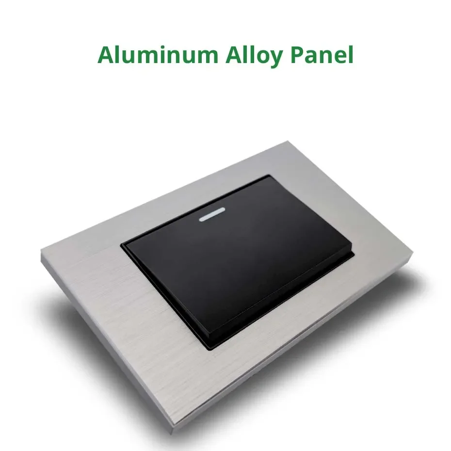 2 Gang 2 Way Aluminum Panel Socket Silver with Italian Brazil US UK MF Socket for Electrical Wiring