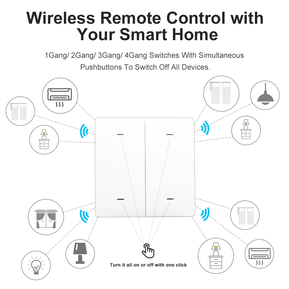 Tuya ZigBee APP Smart Wireless Scene Switch 1/2/3/4-Gang Automation Push Button with Remote Control Smart Home Scene Self-adhesi