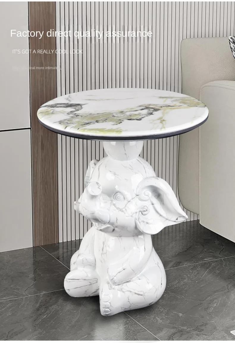 Home Decor Elephant Statue Side Tables Living Room Round Tea Table Bedroom Bedside Table Creative Animal Sculpture Coffee Tables