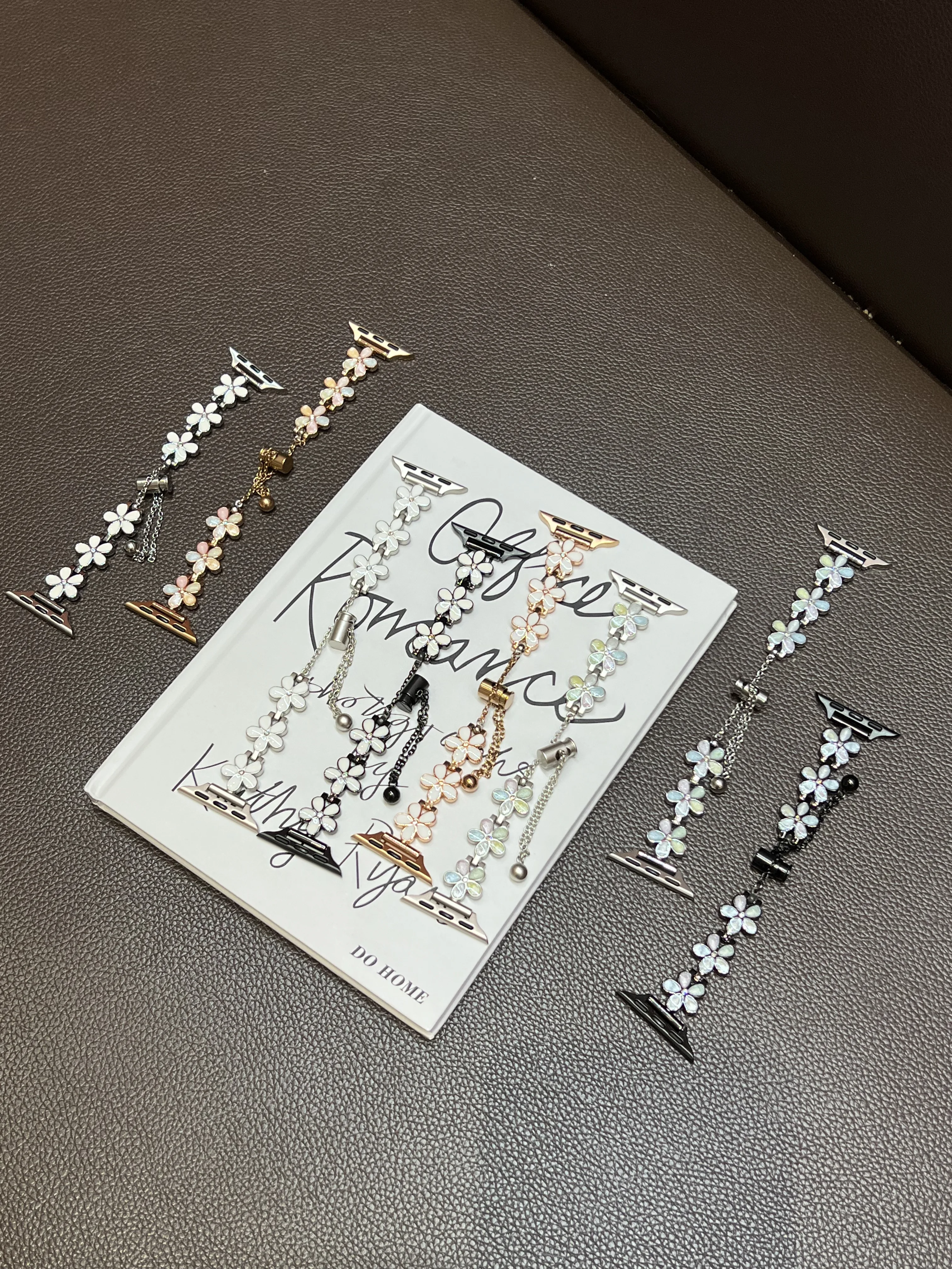 カラーガラスフラワー調節可能なロープバンド-apple-watch-49-46-42-44-40-45-41-38-mm-ストラップ-iwatch-10-9-3-6-5-se-7-8-女性用