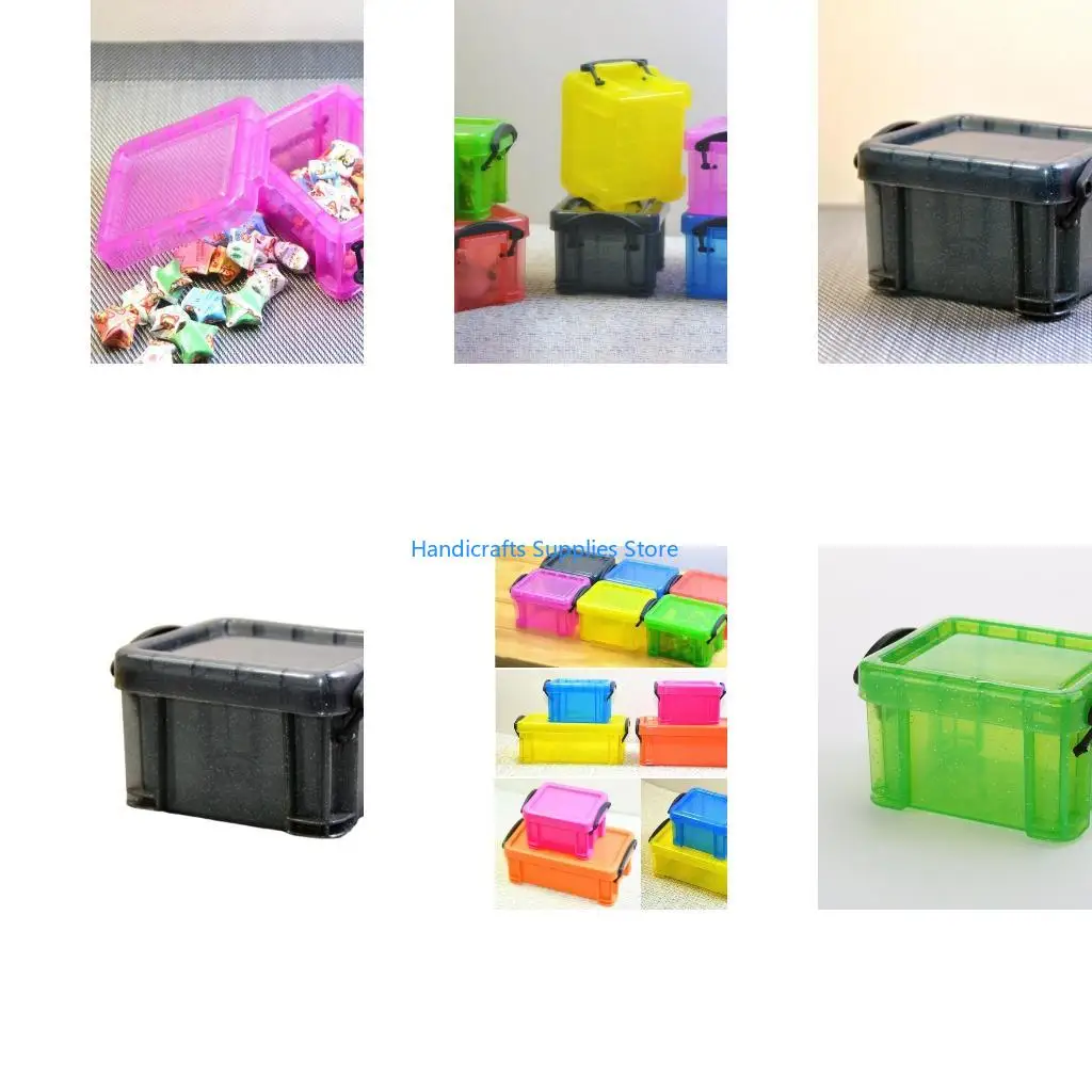 R1WA Mini Plastic Storage Box with Locking Lid Clear Plastic for Small Crafts Stationery Jewelry Sewing Classroom
