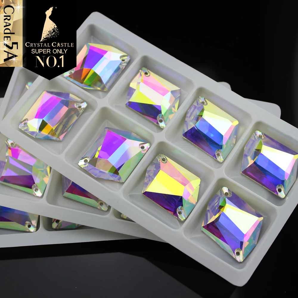 Crystal Castle Sew On Crystal 5A White AB Gemstone 3265 Cosmic Strass Stones Sewing Glass Rhinestones