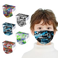 50PCS Kids Disposable Mask Creative Football-Themed Prints 3 Ply Face Mask for 4-12 Years Children Outdoor Dustproof Face Mask