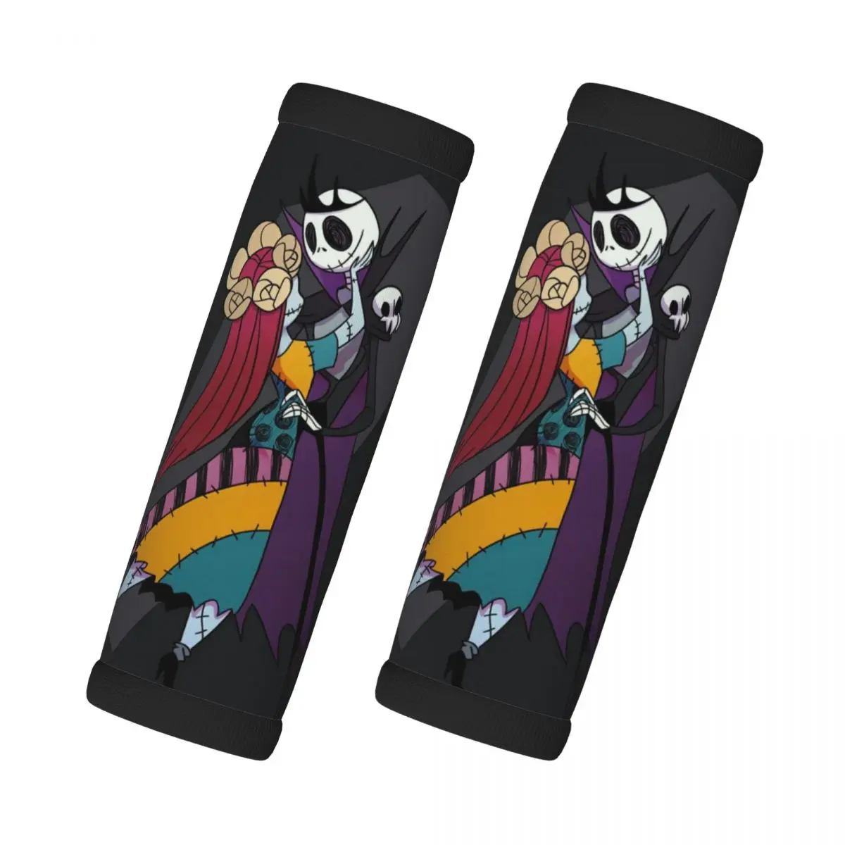 

Custom Jack Skellington 2 Pcs Luggage Handle Wrap Soft Grip Handle Cover Handle Grip Neoprene Luggage For Car Interiors