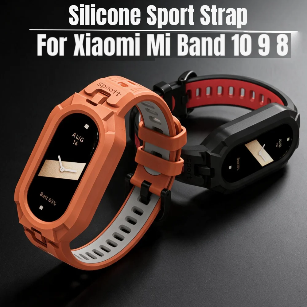 Silicone Sport Strap For Xiaomi Mi Band 10 9 8 Replacement Soft TPU Case Smartwatch Wristband For Xiaomi Mi Band 8 9 10 Bracelet