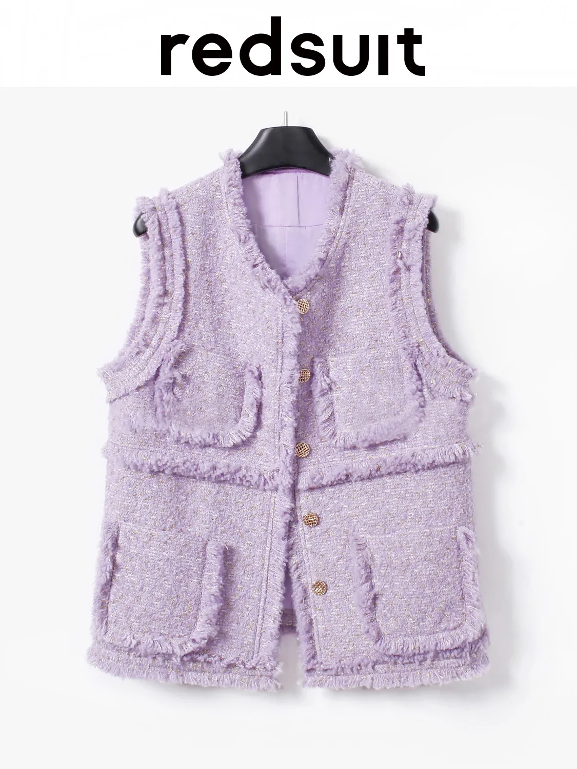New Gentle plaid purple loose fit slimming vest  Custom size