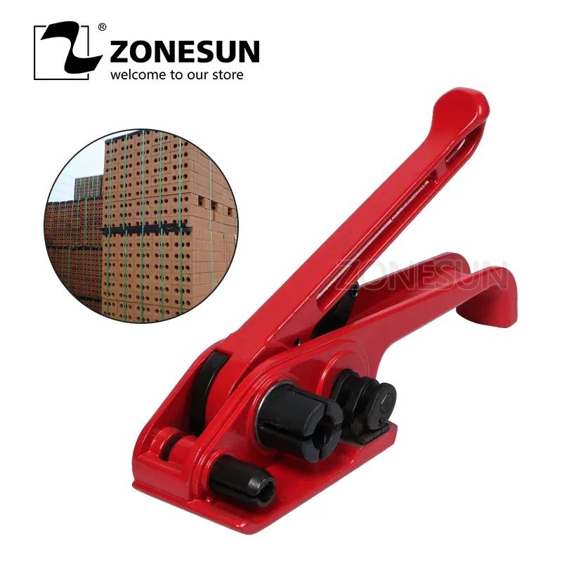 ZONESUN Manual PET PP Polyester Hand Strapping Tool Packaging Belt Band Machine for 12/16/19mm Sealing and Tensioner