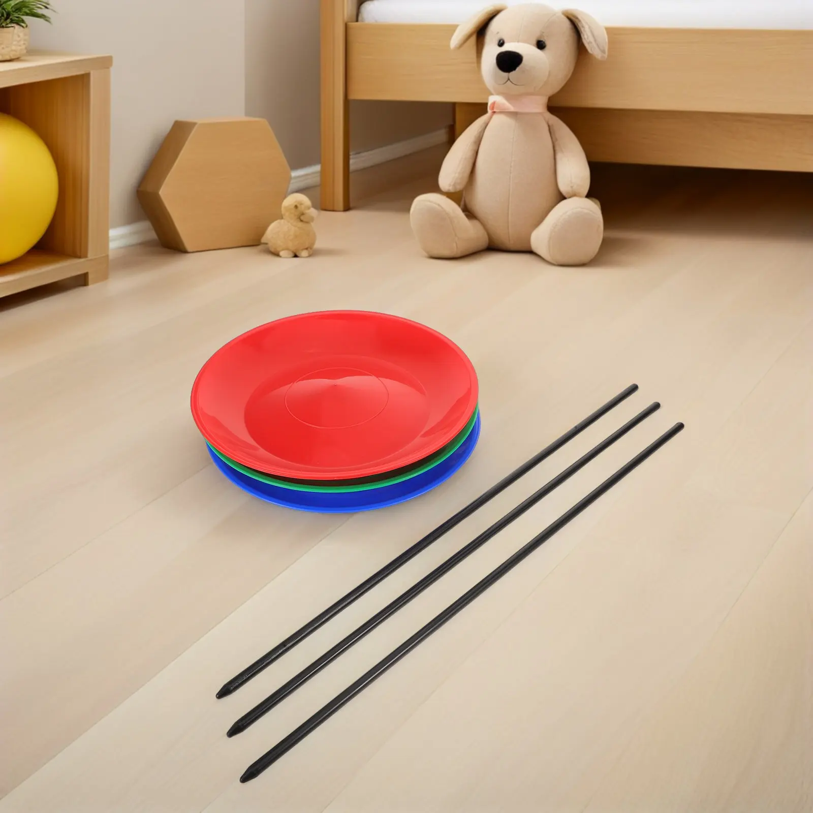 1Set Circus Juggling Plates Set Elegant Design Vibrant Colors Smooth Rotation Portable Stage Props Sensory Development Hand