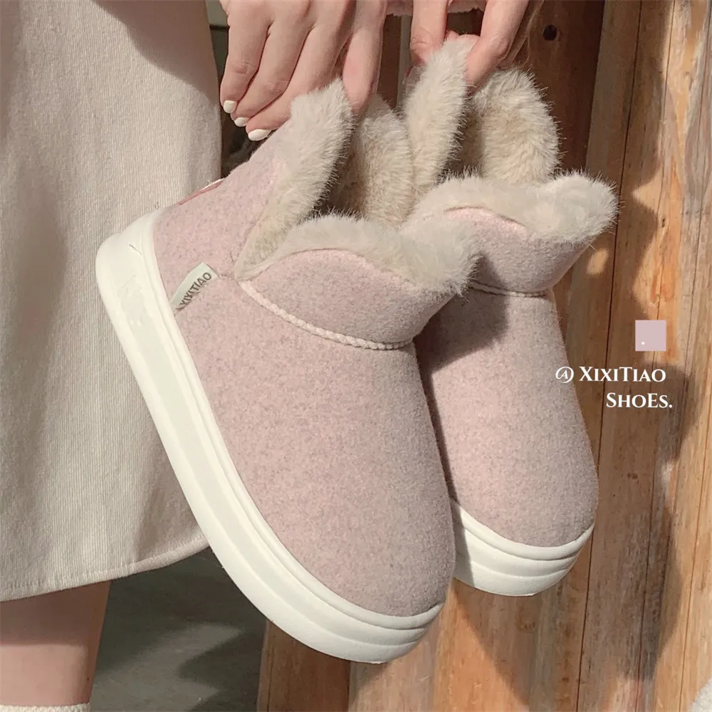 New thickened snow boots outdoor simple fashion men and women winter Internet celebrity velvet warm couple cotton boots
