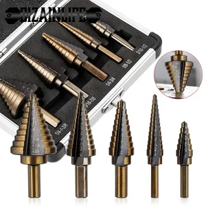 Step Drill Set Ferramentas com Caixa De Alumínio, HSS 4241, Cobalto, Furo Múltiplo, 50 Tamanhos, Ferramenta De Perfuração Para Madeira De Metal, Step Cone Broca 8 principais vendas brocas para bijuterias - №3