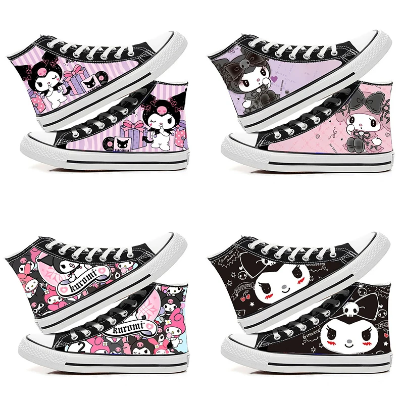 

New Kawaii My Melody Kuromi Couple Canvas Shoes Student Casual Shoes Cartoon Breathable Fashionable High Top Canvas Shoes Gift