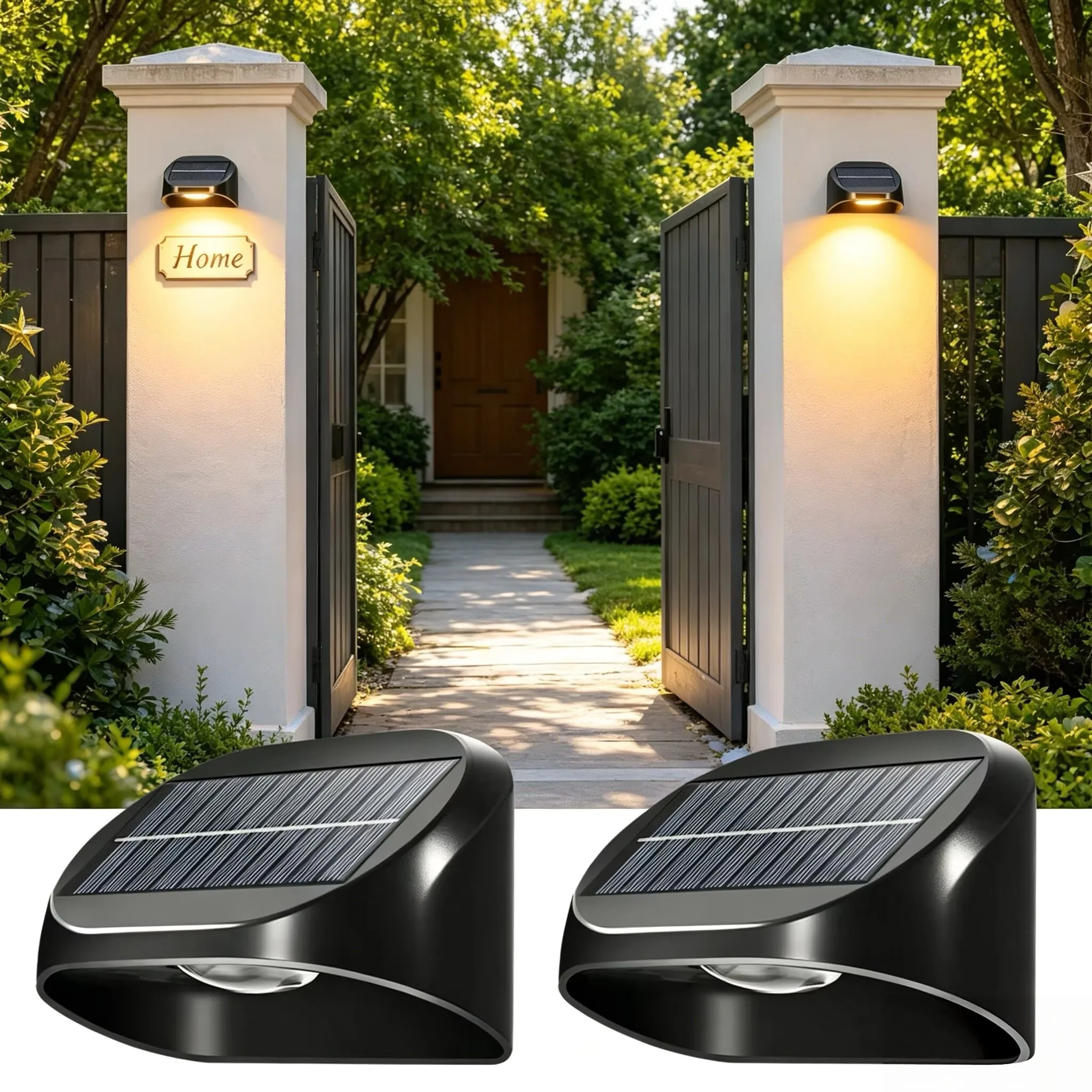 Solar Fence Lights,Solar House Number Decor Light IP65 Waterproof Auto On/Off  RGB10 Colors, Outdoor Lighting for Backyard/Wall