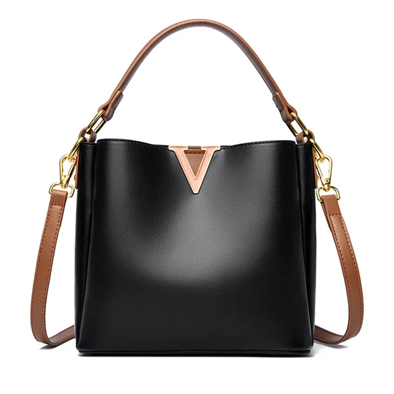 2025 Famous Brand Leather Women's Handbags Luxury Designer Chic V Shaped Bucket Bag New Fashion Tote Bag Shoulder Crossbody Bag