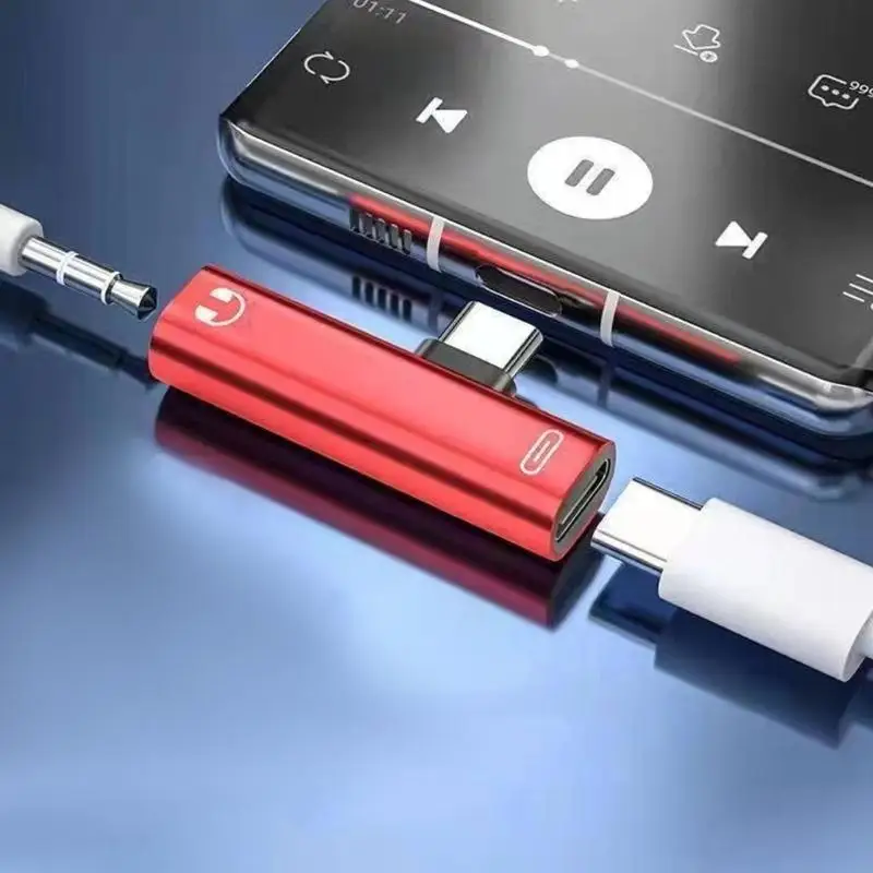 Type C To 3.5Mm Music Adapter With Charging Output Metal Earphone Music Adapter For Travel Gaming And Work Environment F19E