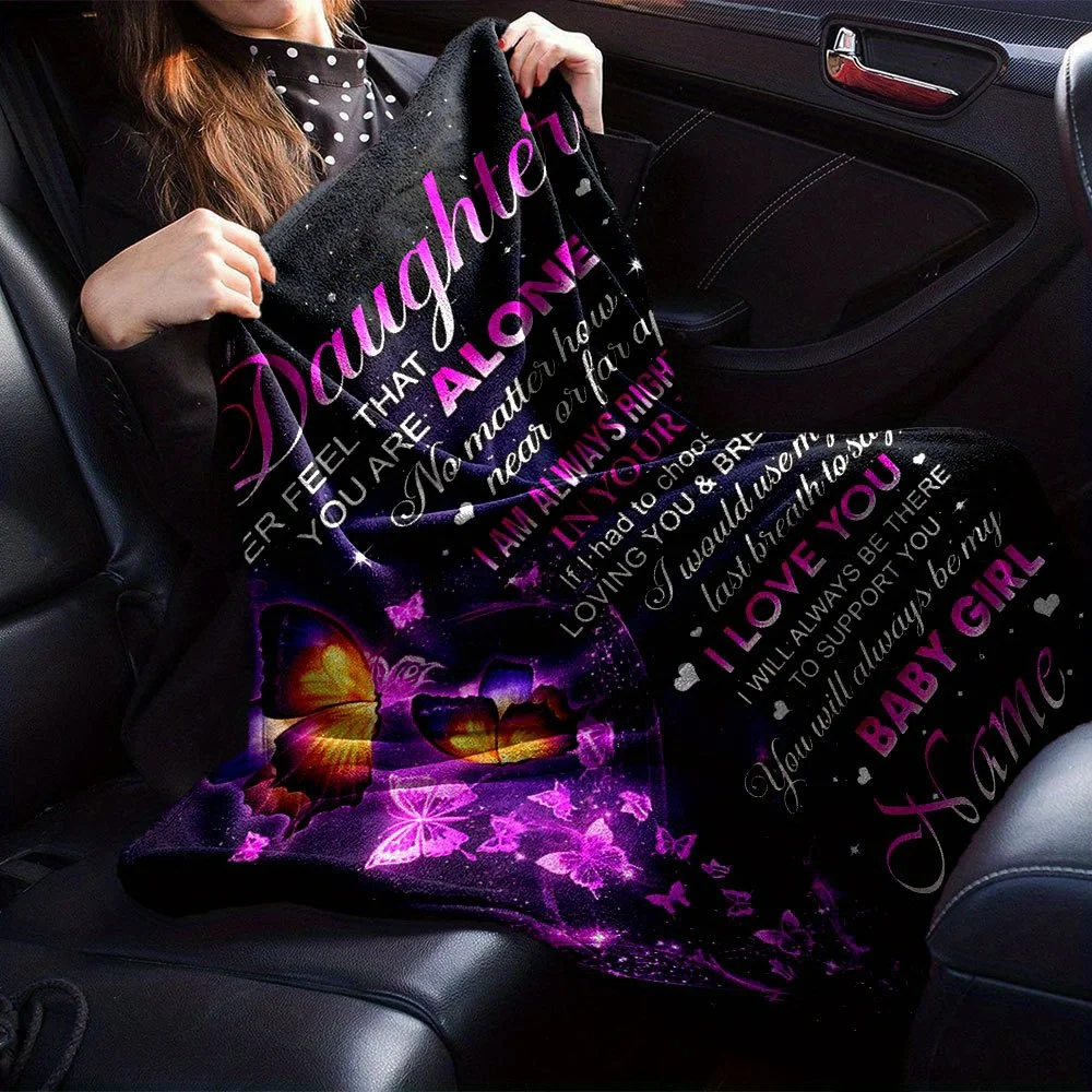 1 قطعة اسم مخصص شخصية "إلى ابنتي" بطانية الفانيلا رسالة Heartfelt لينة ل أريكة تتحول لسرير السفر ابنة الهدايا من أمي