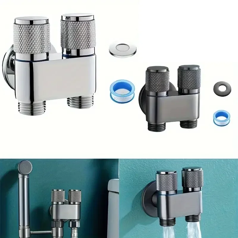 الحائط غسالة صنبور صمام G1/2 صنبور المرحاض مثلث صمام التحكم المزدوج مفتاح دوار صمام مخرج المياه الباردة