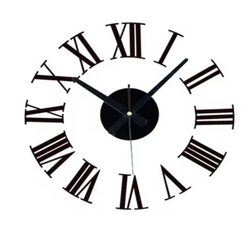 3D Acrylic Digital Wall Clock Roman Numerals Design Mirror Wall Clock Fashion Large Round Wall Clock DIY Self Adhesive Clocks