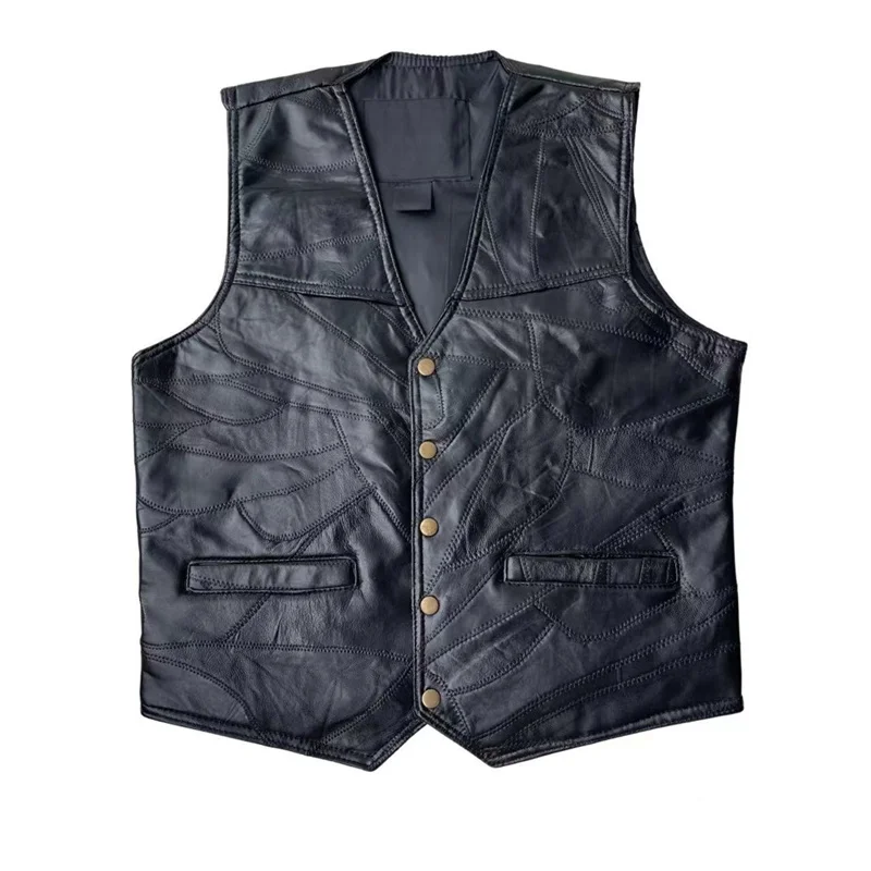 

Hip Hop Street Men Spliced Leather Vest Leisure Coats Men's Waistcoat Suit Vests Autumn Sleeveless Jacket Male Clothing Tops