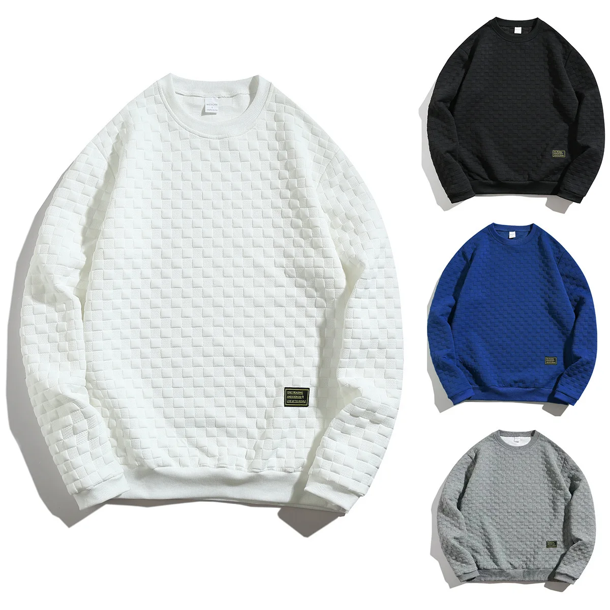 

Men's Sweater Autumn And Winter Heavy Plaid Loose Casual Pullover Round Neck Jacket