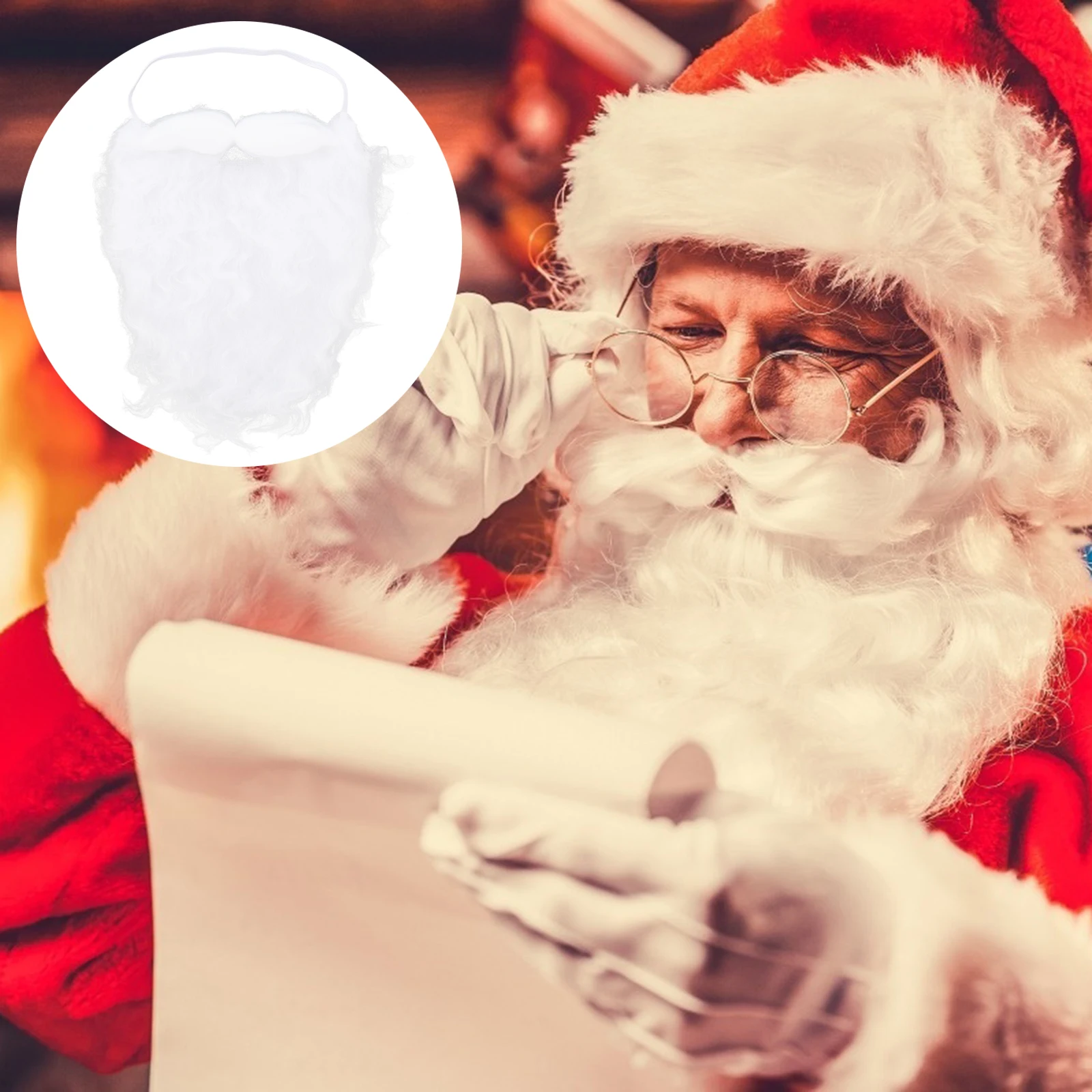 

4Pcs Christmas Props Santa Claus Beard White Fake Beard Party Performance Facial Hair Accessories Santa Mustaches