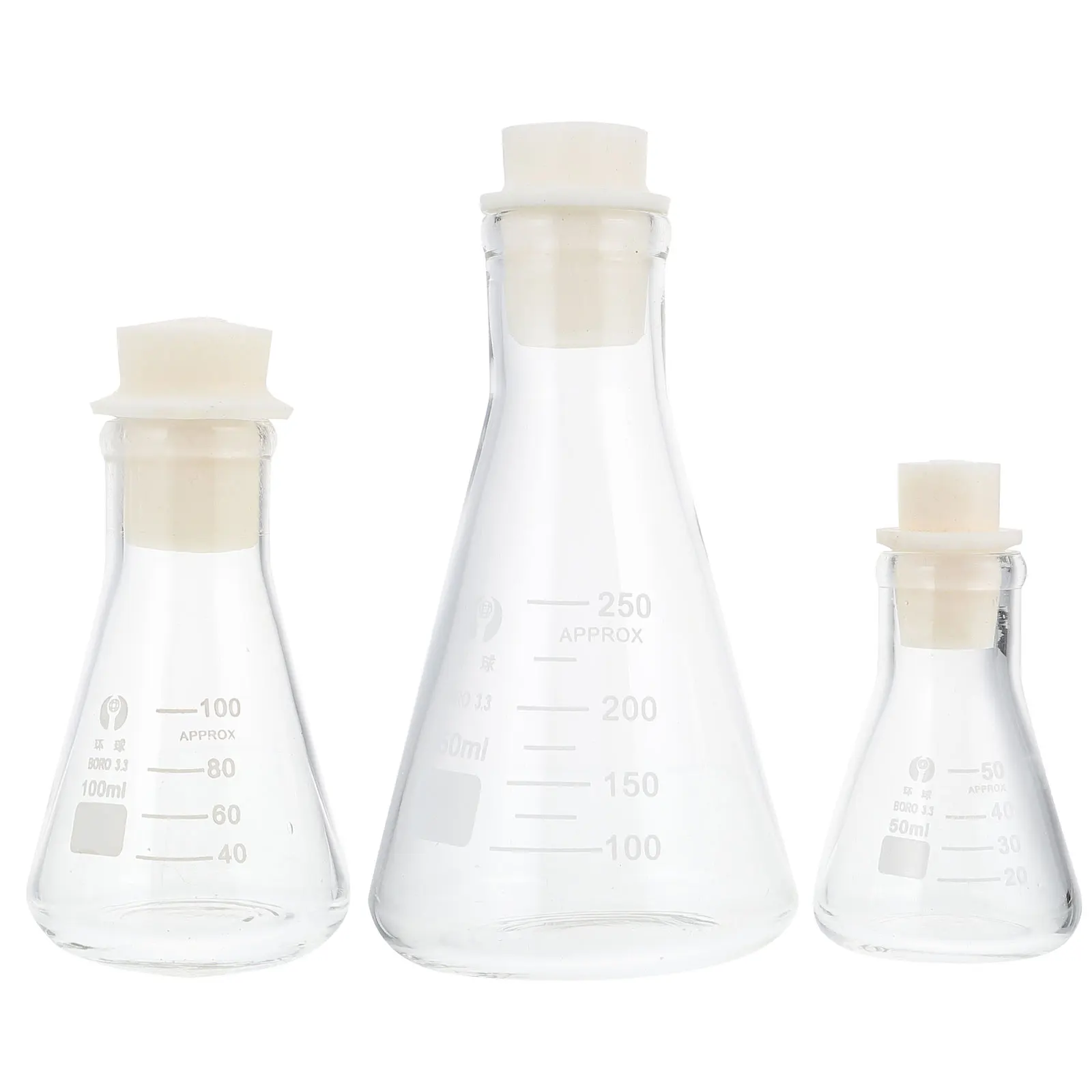 

3Pcs Conical Flask Laboratory Glassware Set No Bubbles Smooth Rim Experimental Flask for Science Class Heat Resistant Safe