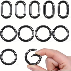 10Pcs Carabiner Clip Metal Oval Round Carabiner Spring O Ring Hooks for Lanyard Keychain for Car Key, Purse Keychain Replacement