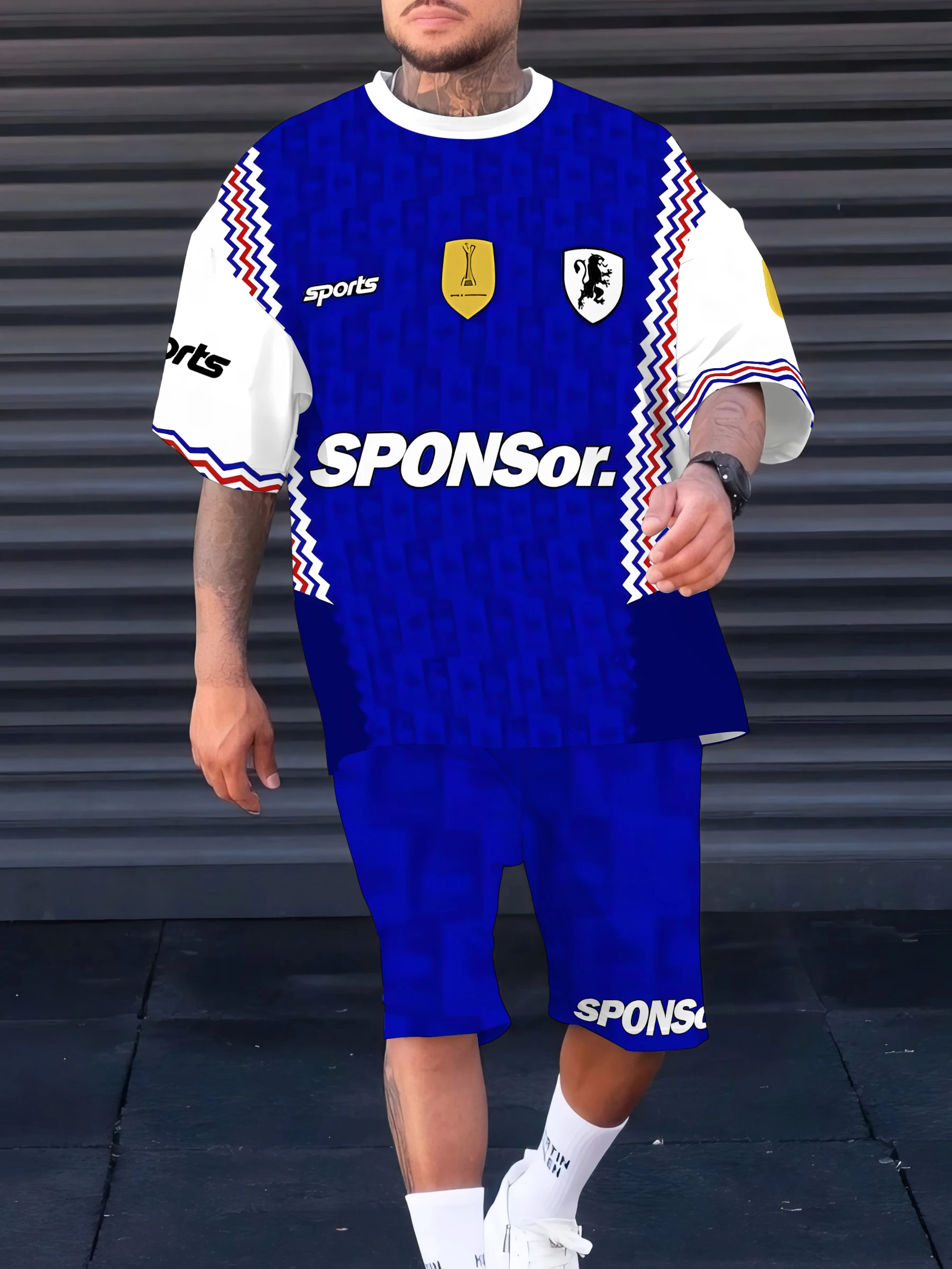 

The 2025 summer new men's sports kit 3D printed pattern casual sports men's set