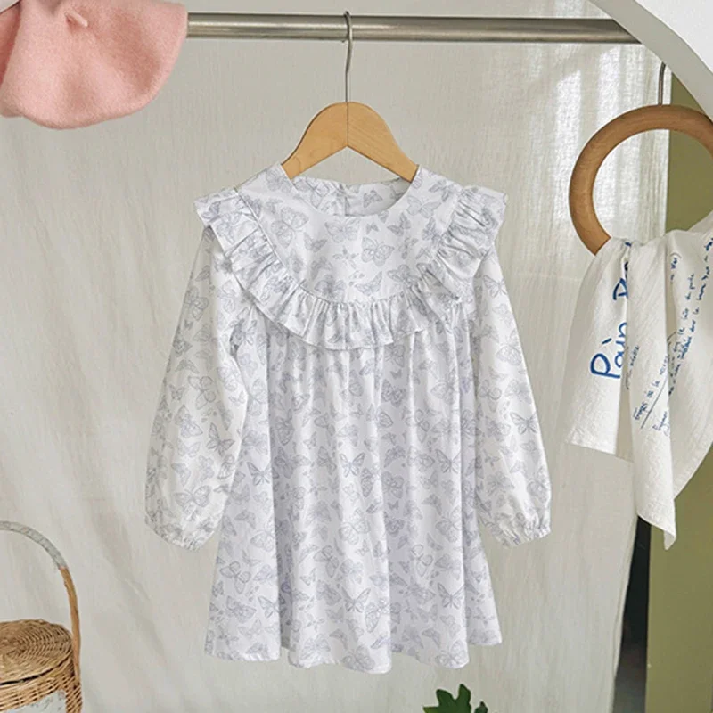 

Новинка 2023 года, осеннее платье для сестры, праздничное платье для маленьких девочек от 2 до 7 лет, детские платья принцессы, хлопковая одежда с длинными рукавами и цветочным принтом