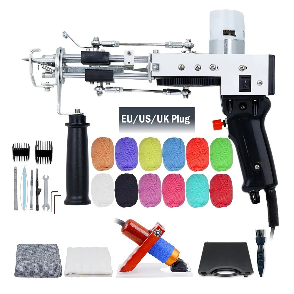 Pistool Tufting Gun Set 2in1 Elektrisch Tufting Gun, 7-21mm Tufting Machine, met Tufting Tapijttrimmer, Stof en Wolgarens
