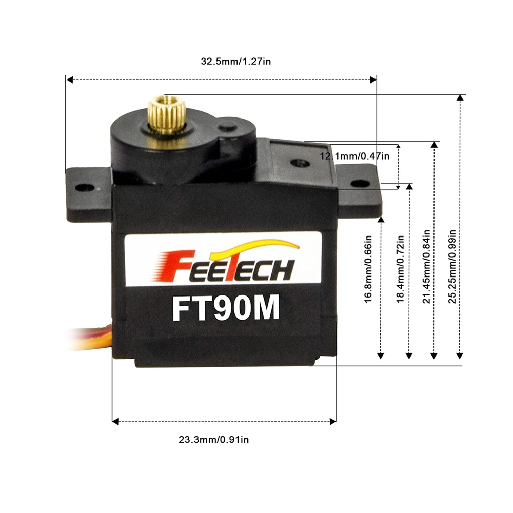 فايفتك سيرفيس جميع المعادن والعتاد حجم صغير 280 درجة 2 كجم مزدوجة رمح مايكرو روبوت سيرفو FT90M لسيارة RC نموذج هليكوبتر قارب