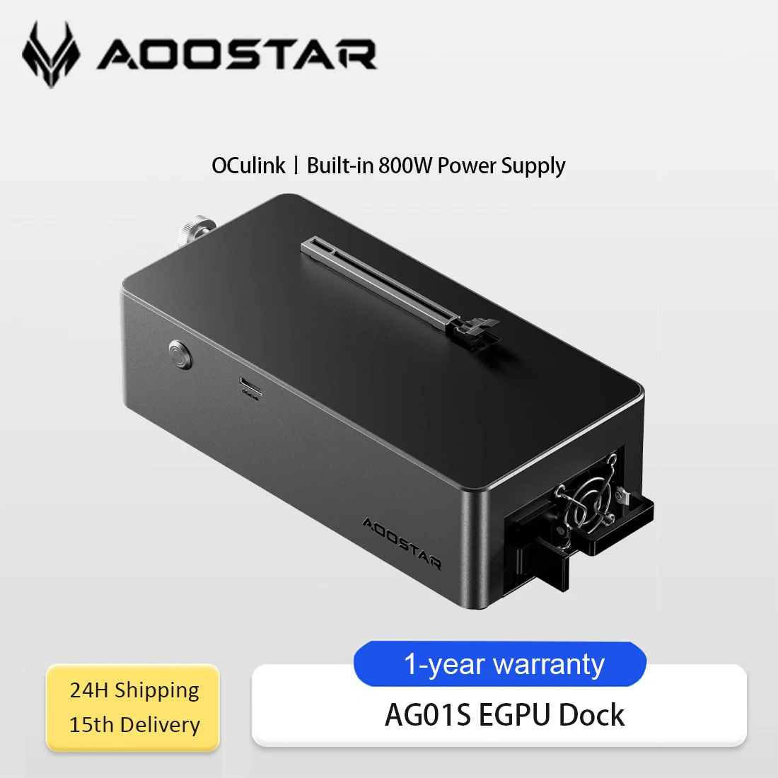 

AOOSTAR AG01 EGPU Oculink Dock PCIe 4,0 x4 64 Гбит/с внешний корпус видеокарты для мини-ПК RTX 4070/7700XT ноутбука