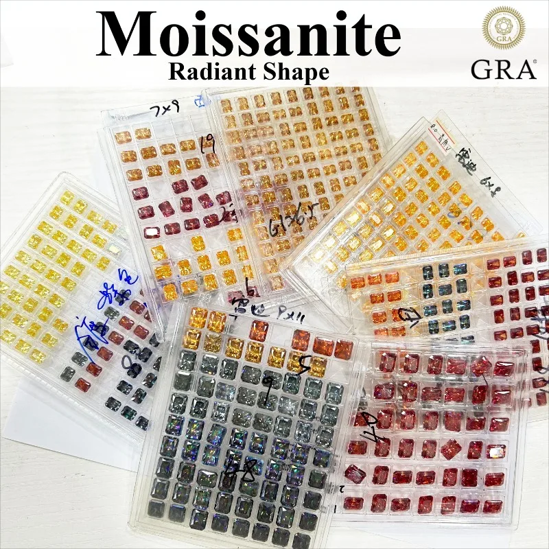 

Moissanite Stone Radiant Shape VVS1 High Quality Loose Gemstones for Custom Jewelry Making with GRA Certificate