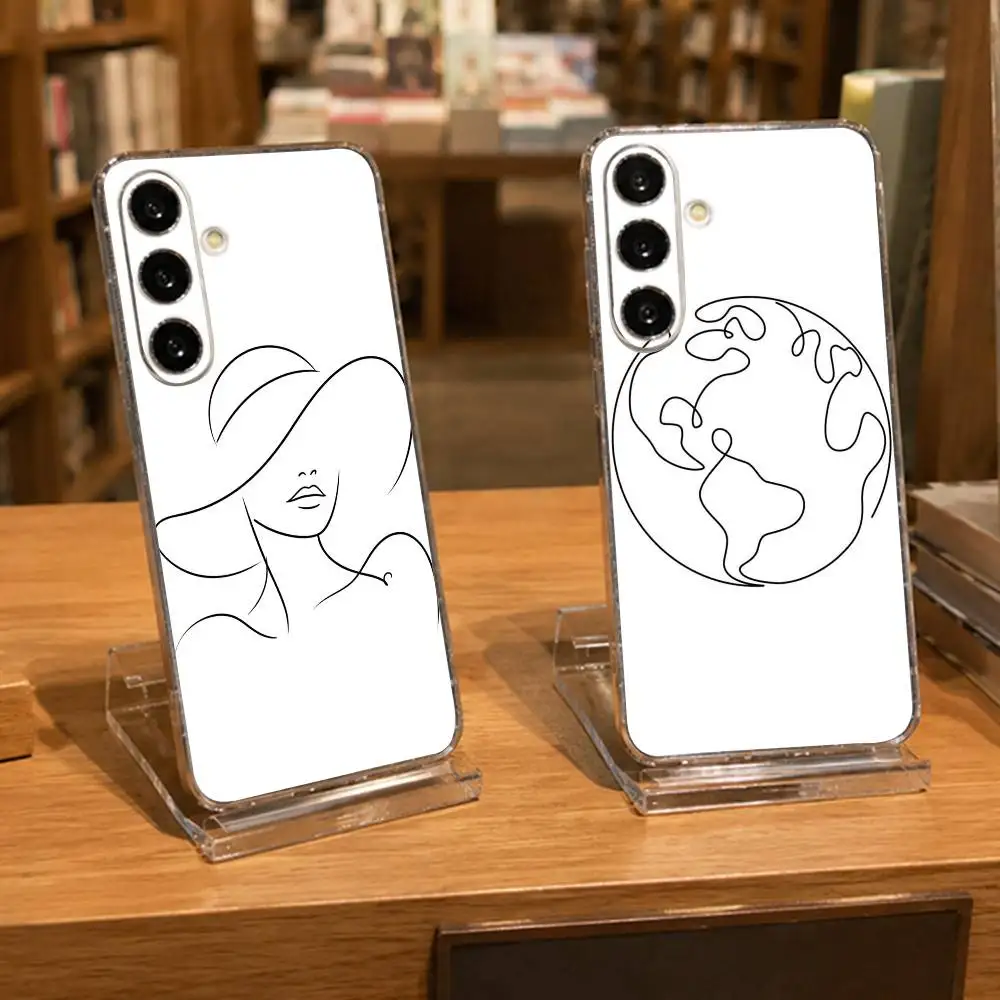 art-simple-line Phone Case For Samsung A71, A70, A52, A51, A40, A30, A20 Transparent Cover