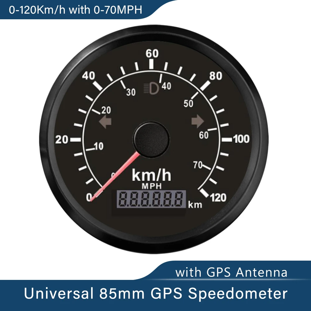 

Новейший водонепроницаемый 85 мм 0-70MPH 0-120 км/ч GPS спидометр с GPS-антенной красный желтый подсветка для автомобиля, лодки, яхты, универсальный