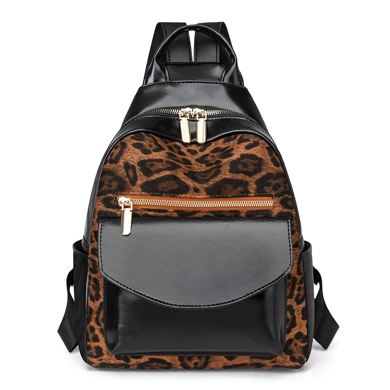 

Stylish Vintage Leopard Print Backpack with Large Capacity for Women