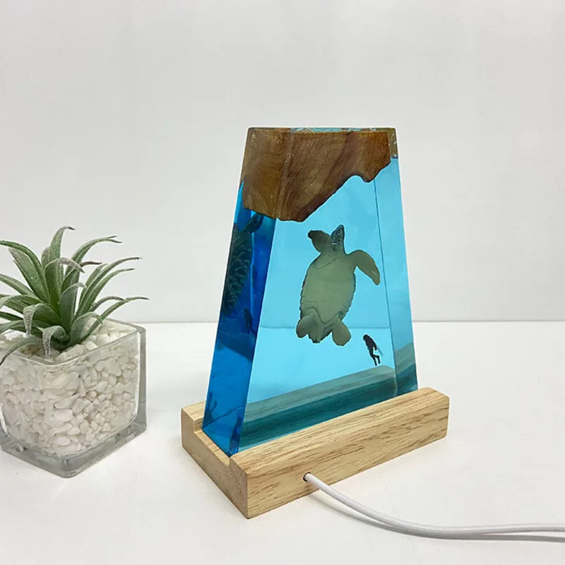 Pequeña decoración de resina hecha a mano, tortuga, océano, nicho, decoración del hogar de alta gama, producto terminado, luz nocturna, regalo para amigos y familiares