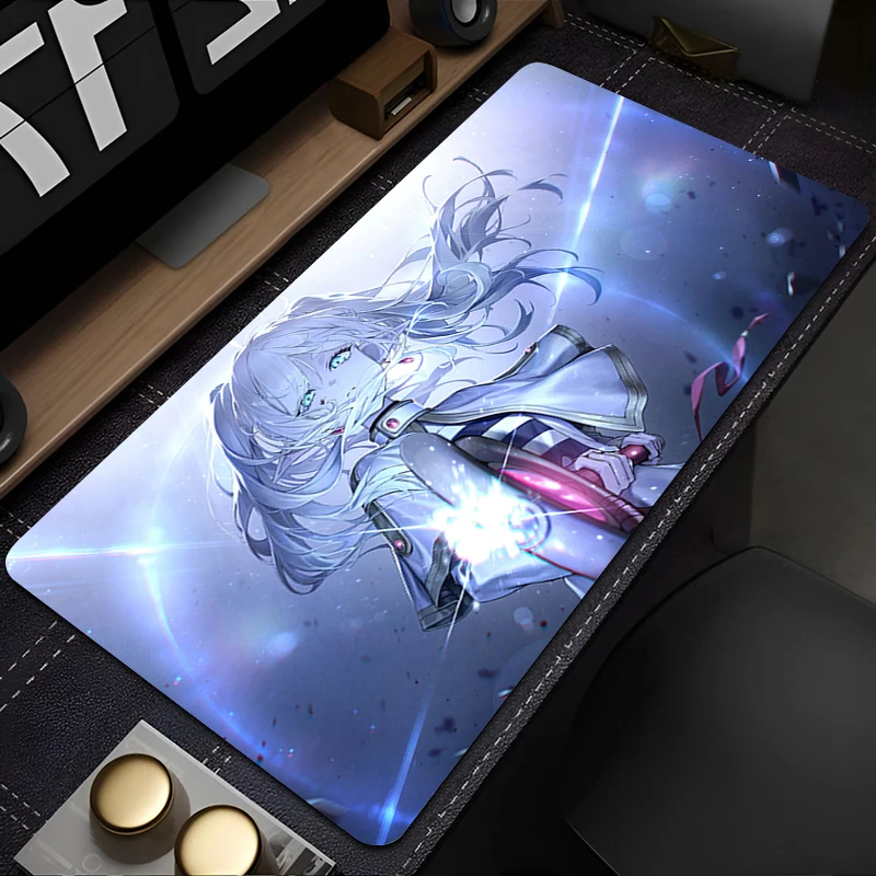 

Gaming Mouse Pad,Desk Mat,Anti-slip,Stitched Edges, Magical Anime Girl Print, Blue Light Background, Waterproof Mat for Home Use