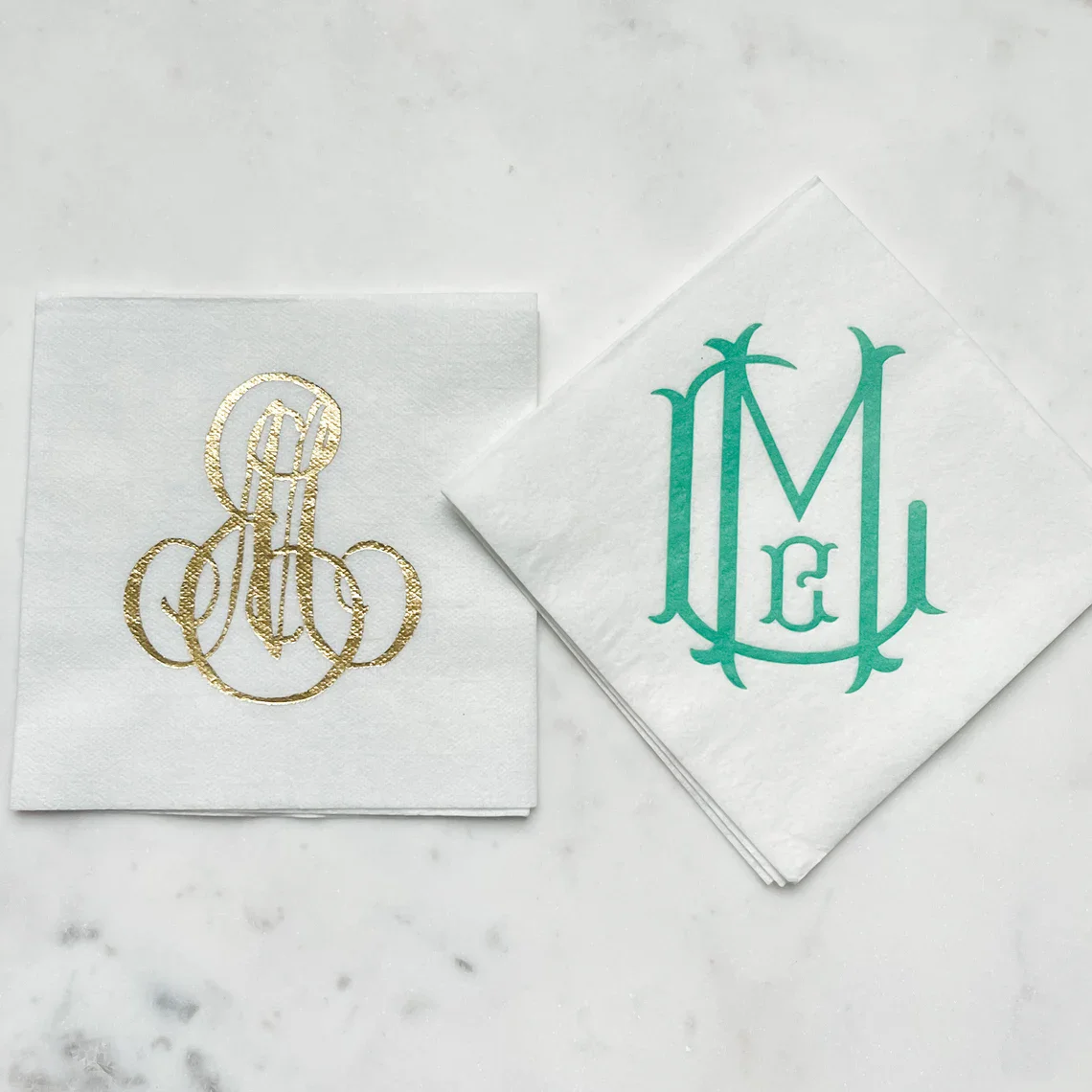 Custom Large Monogram Linen-Like Napkins, Printed Cocktail Napkins, Personalized Linun-Like Napkin, Beverage Napkin, Rehearsal D